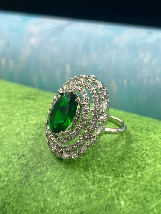 Green Oval Stone Finger Ring