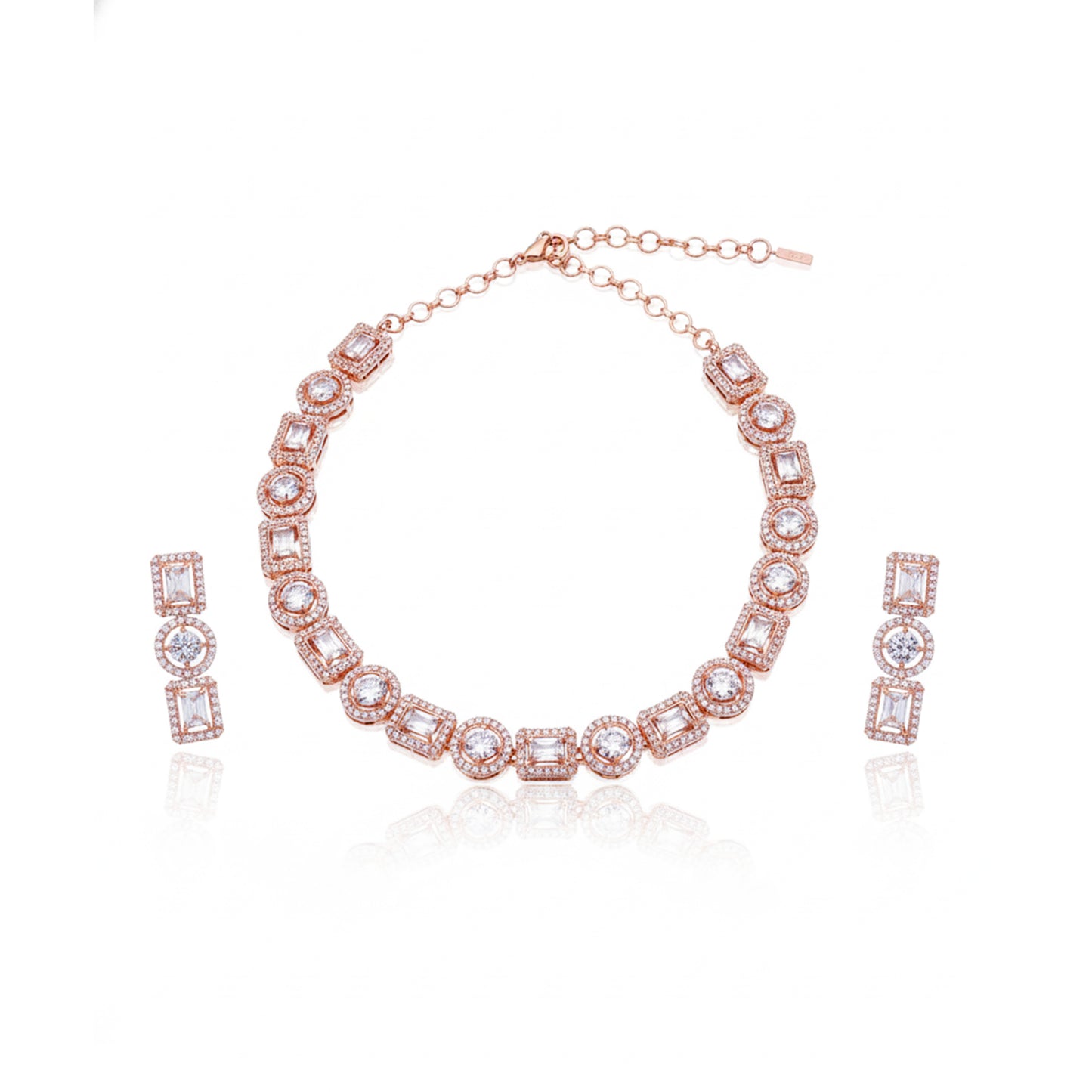 Rose Gold AD Geometric Necklace