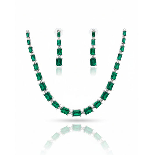 Green Stone AD Rectangle Cut Choker Set