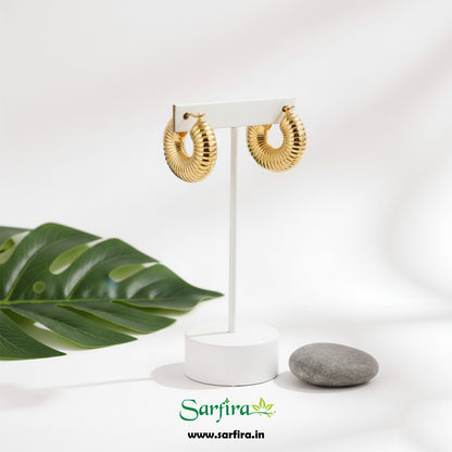 Gold Textured Dome Hoop Earrings
