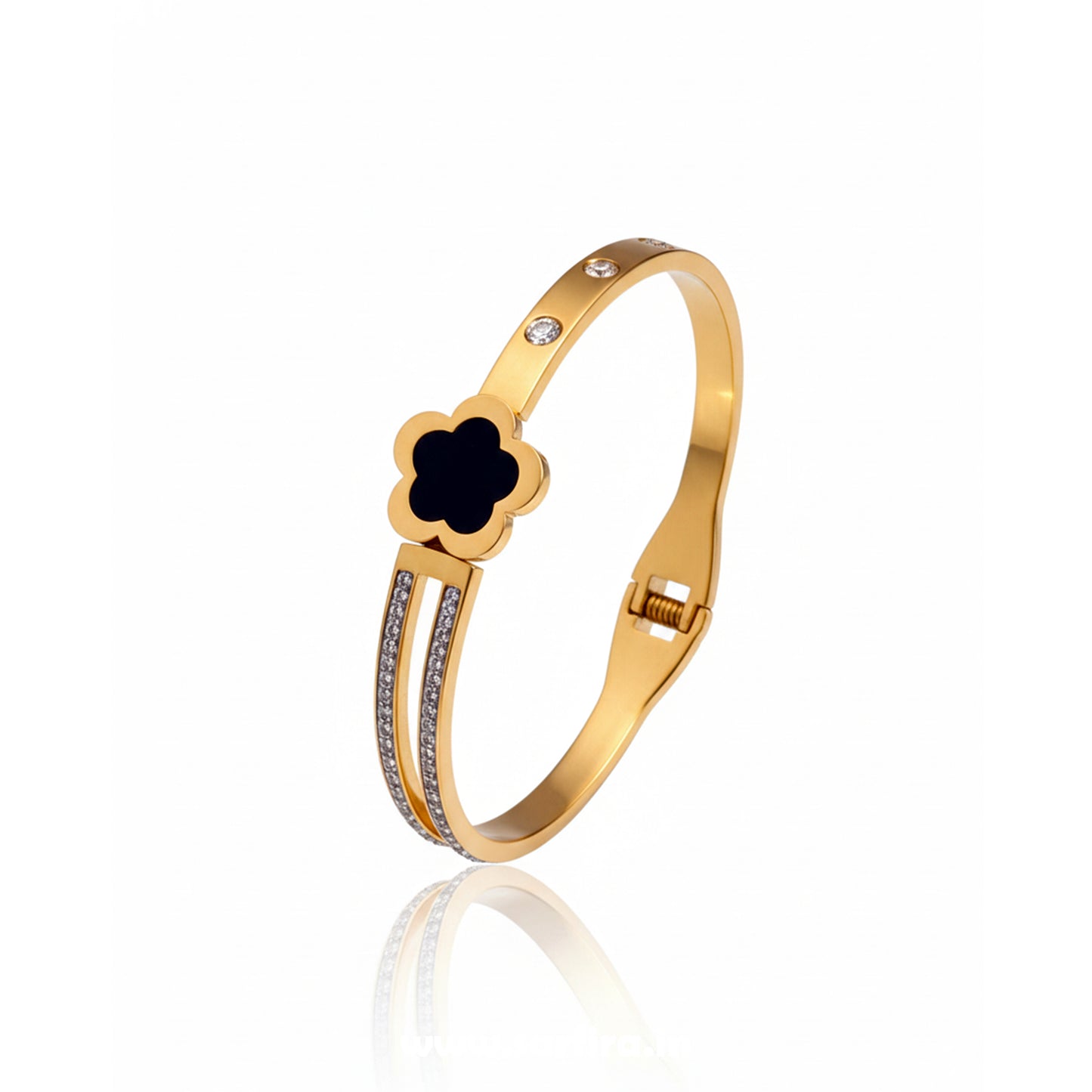 Black Flower Split Band Kada