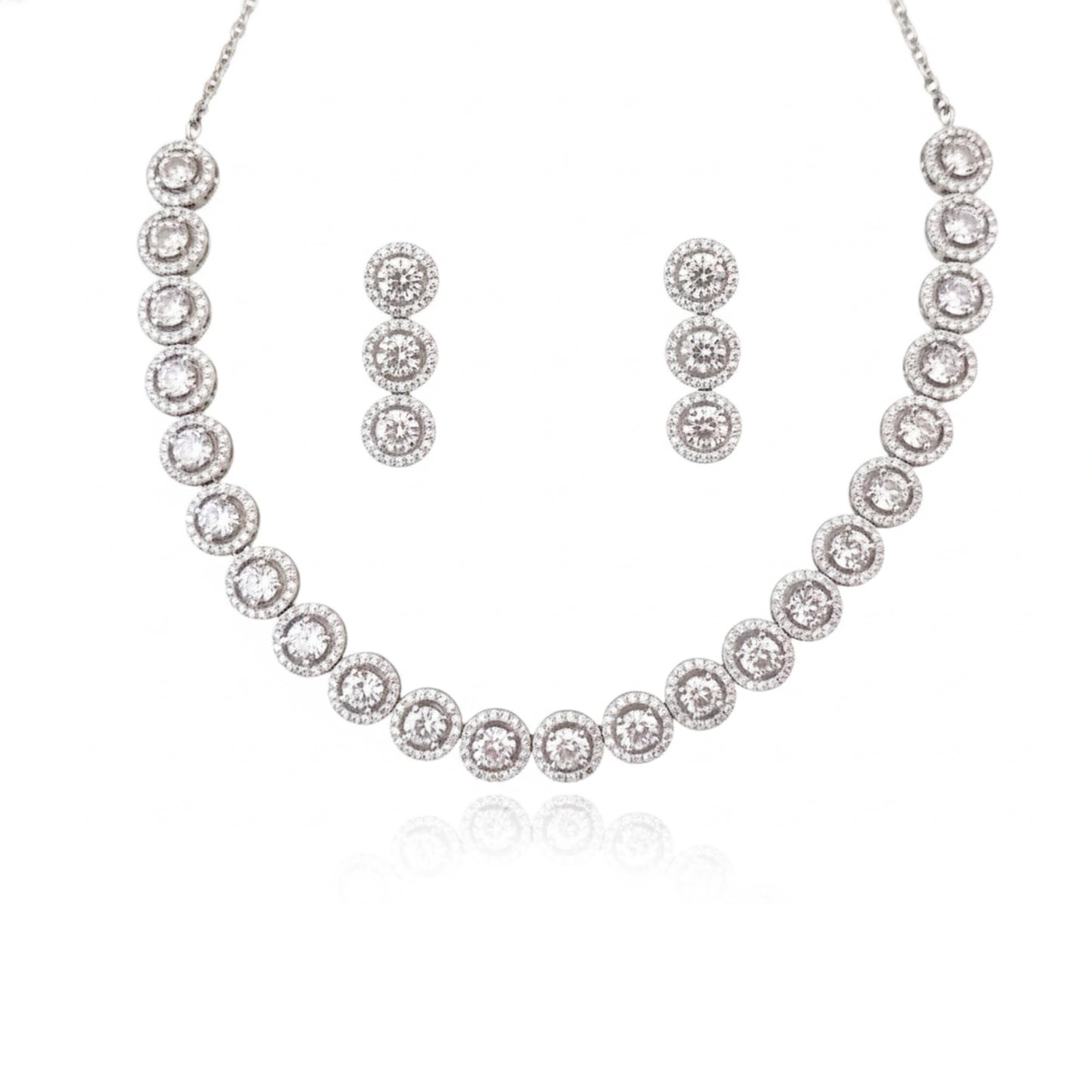 White Round Shape Choker Necklace Set