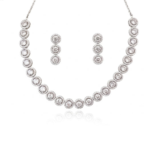 White Round Shape Choker Necklace Set