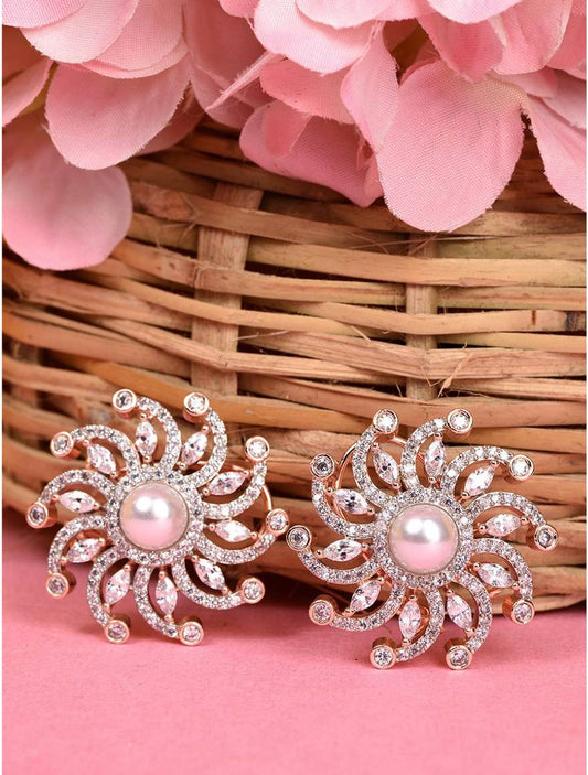 Pearl Blossom Stud Earrings