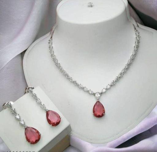 Red Teardrop Necklace Set – Bridal & Elegant Jewelry