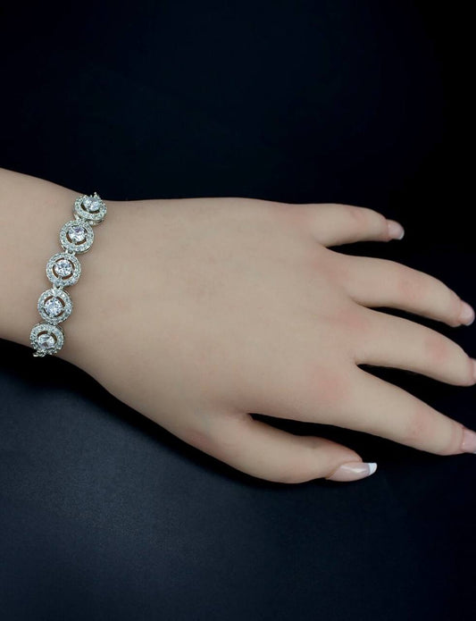 Atarangi Elegant Adjustable Silver Colored With American Diamond Bracelet for Women