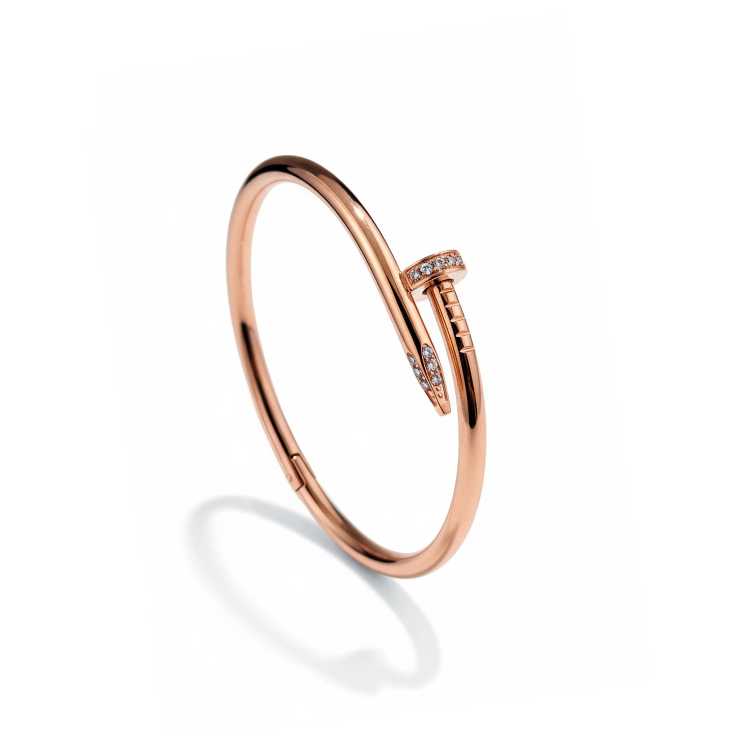 Rose Gold CZ Studded Nail Kada Bracelet
