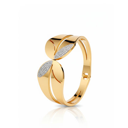 Two Side Leaf Overlap Cuff Bracelet (Kada)