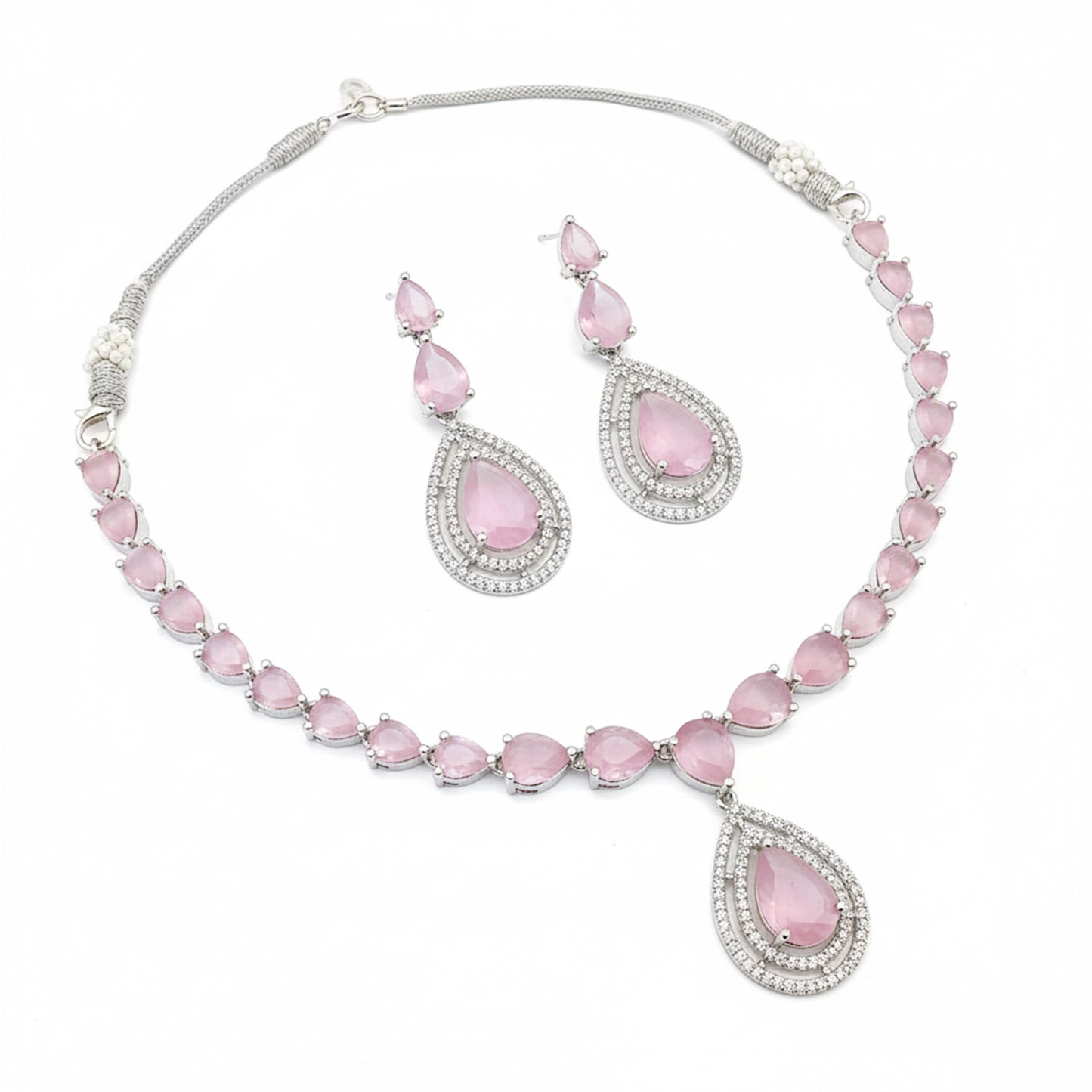 Light Pink Stone Long Drop Set