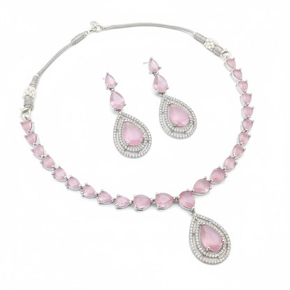 Light Pink Stone Long Drop Set