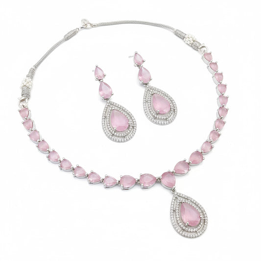 Light Pink Stone Long Drop Set