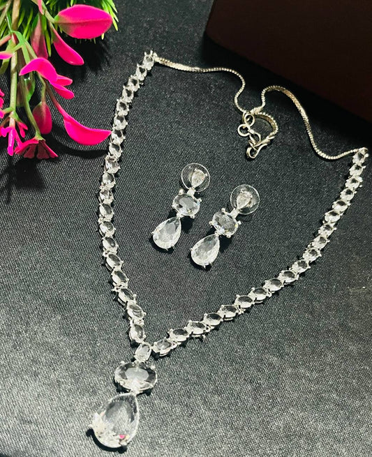 White Teardrop Necklace Set – Bridal & Elegant Jewelry