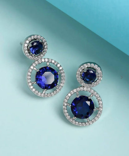 Atarangi Crystal Drop Earrings for Women – Available in Blue & Green