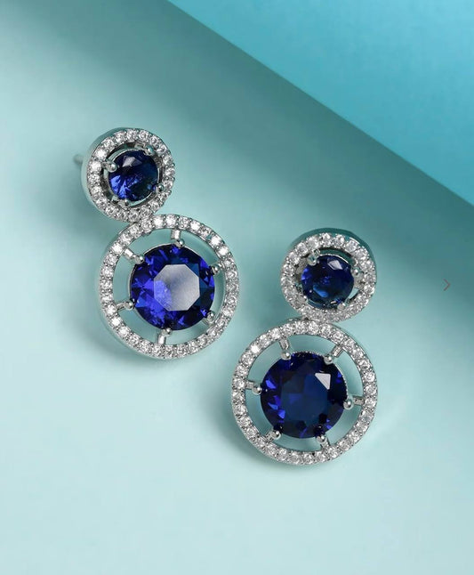 Atarangi Crystal Drop Earrings for Women – Available in Blue & Green