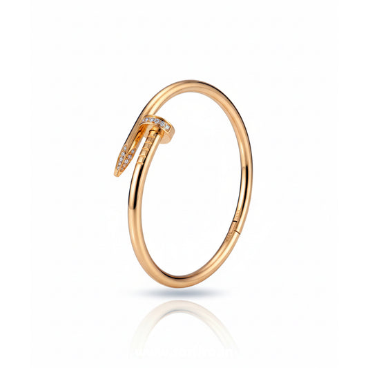 Gold CZ Studded Nail Kada Bracelet