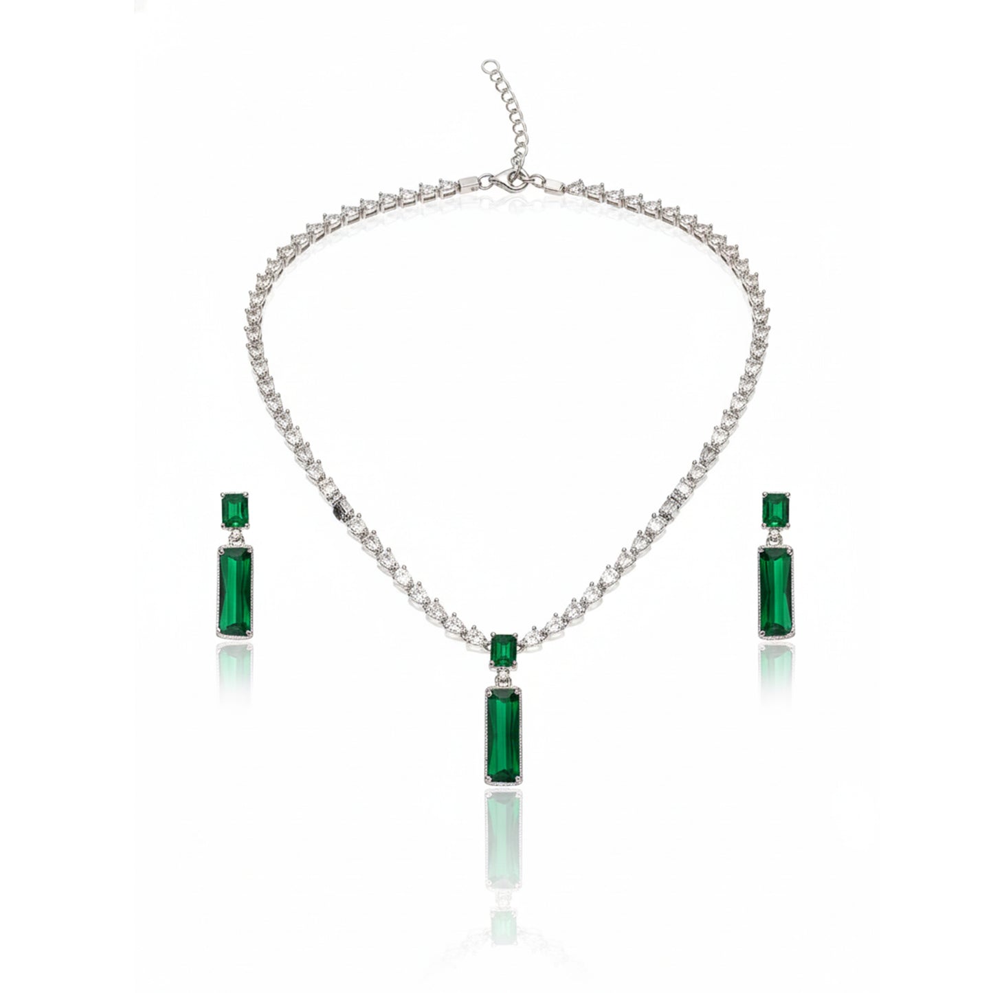 Green Stone Rectangle Shape Necklace