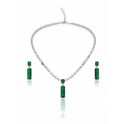 Green Stone Rectangle Shape Necklace