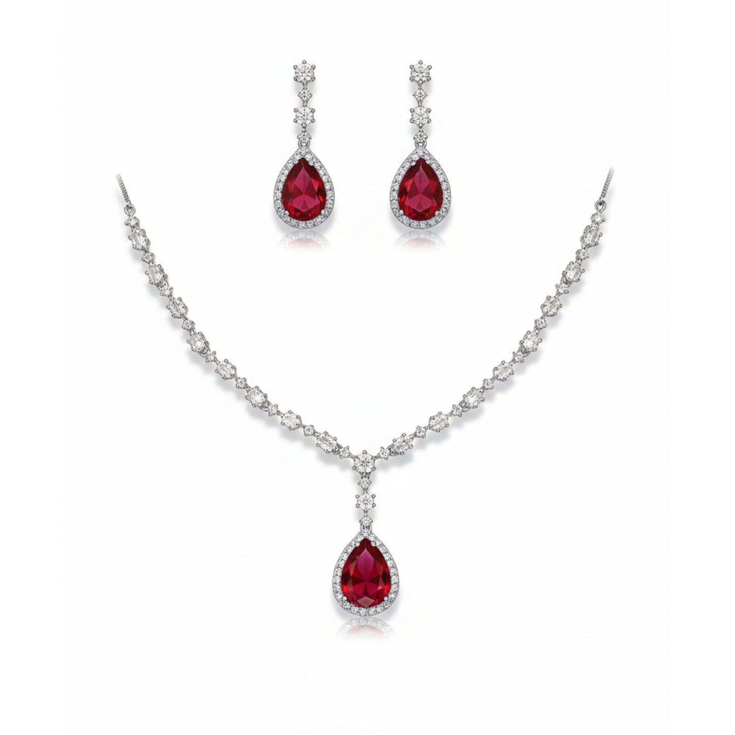 Red Stone AD Big Drop Statement Necklace