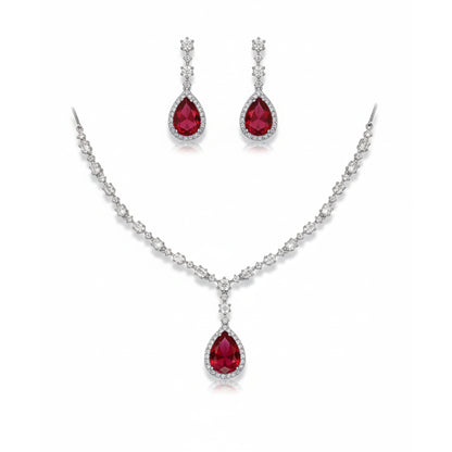 Red Stone AD Big Drop Statement Necklace