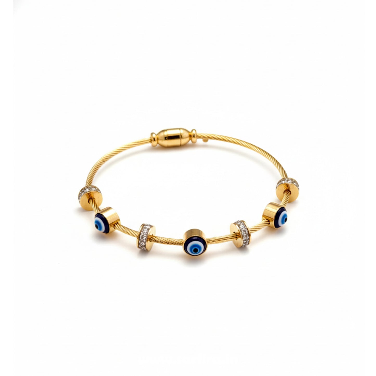 Evil Eye Beaded Cable Kada Bracelet