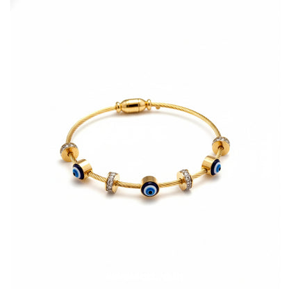 Evil Eye Beaded Cable Kada Bracelet
