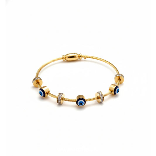 Evil Eye Beaded Cable Kada Bracelet