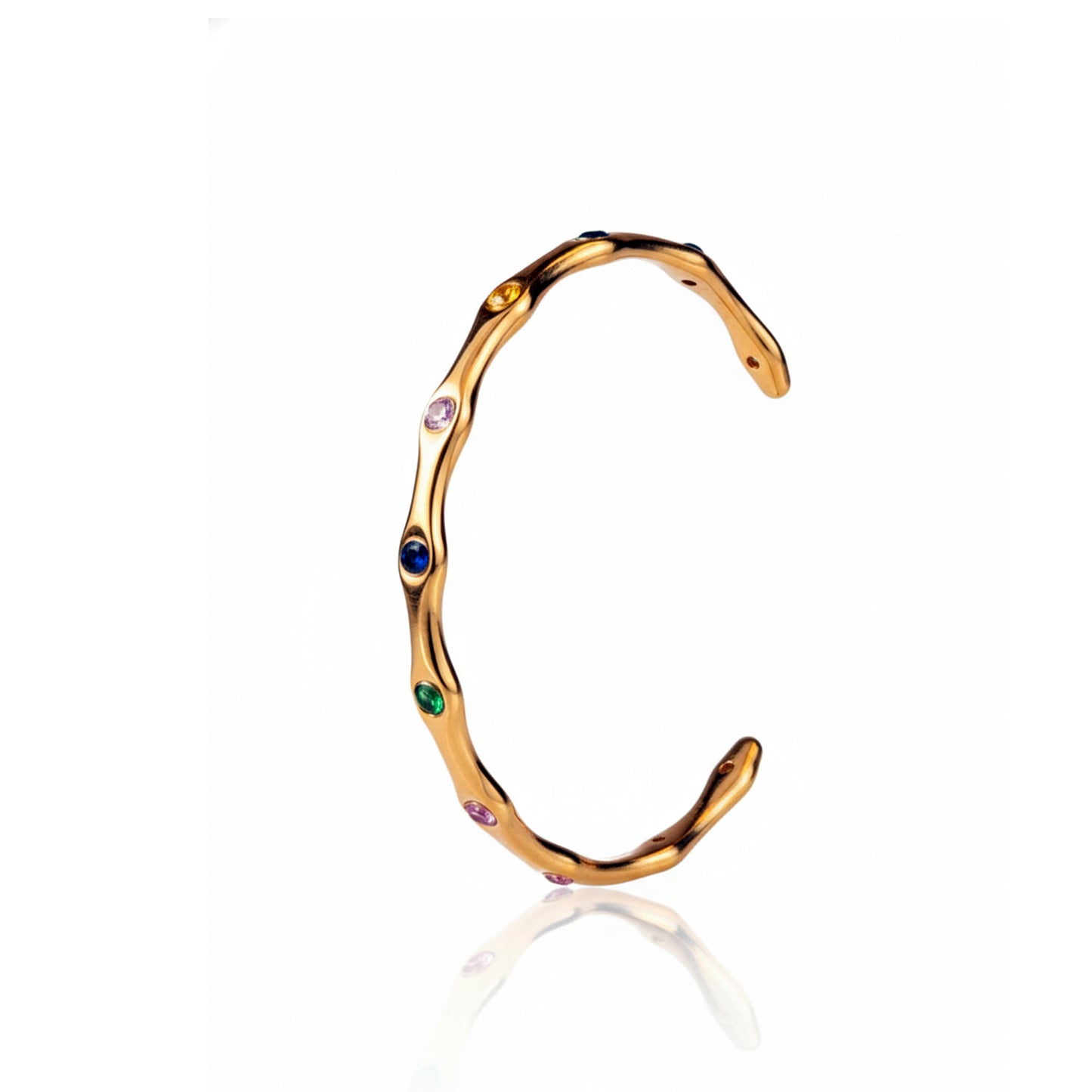 Multi-Color Stone Open Kada Bracelet