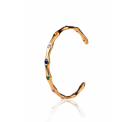 Multi-Color Stone Open Kada Bracelet