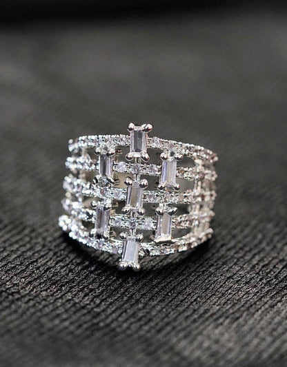 Luxury Multi-Layer Baguette Diamond-Style Finger Ring for Women