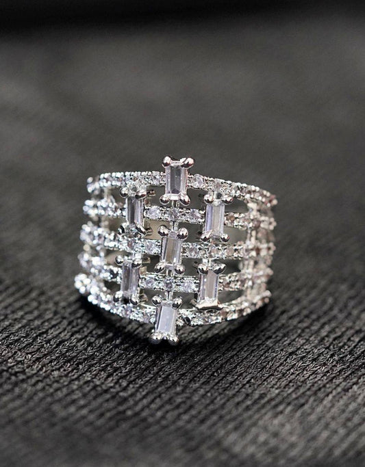 Luxury Multi-Layer Baguette Diamond-Style Finger Ring for Women