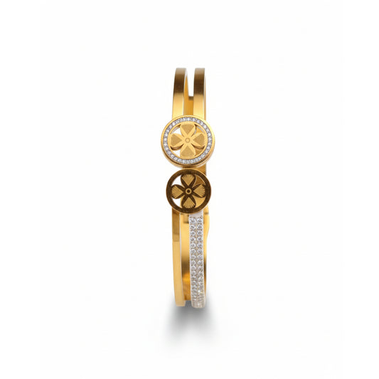 Dual Band Flower Kada Bracelet