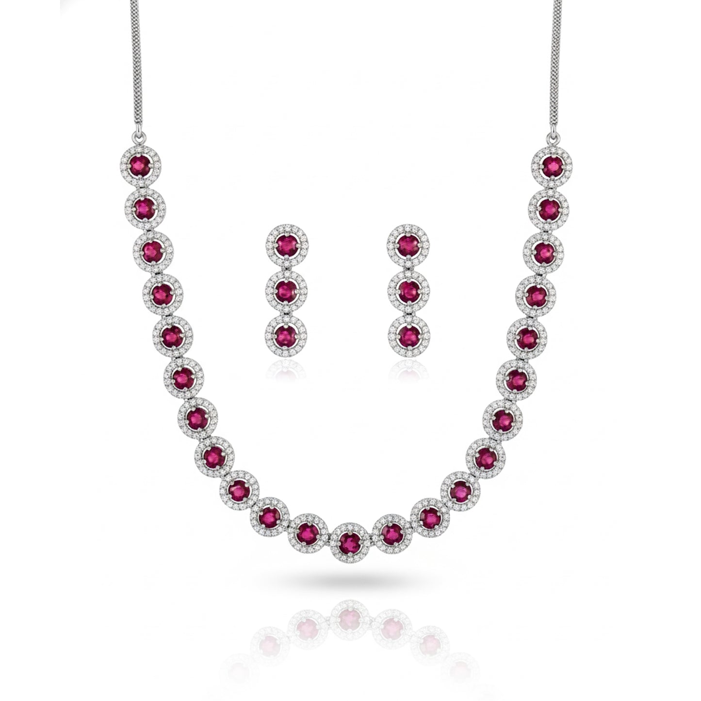 Red Stone AD Round Choker Necklace