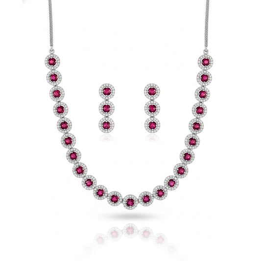 Red Stone AD Round Choker Necklace