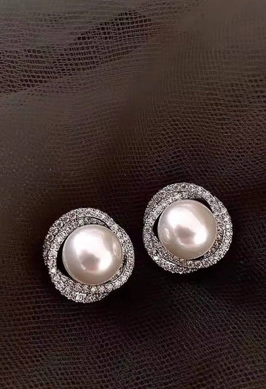 Classic Pearl Halo Stud Earrings