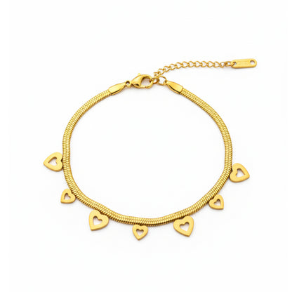 Open Heart Charm Snake Chain Bracelet