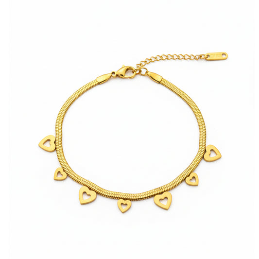Open Heart Charm Snake Chain Bracelet