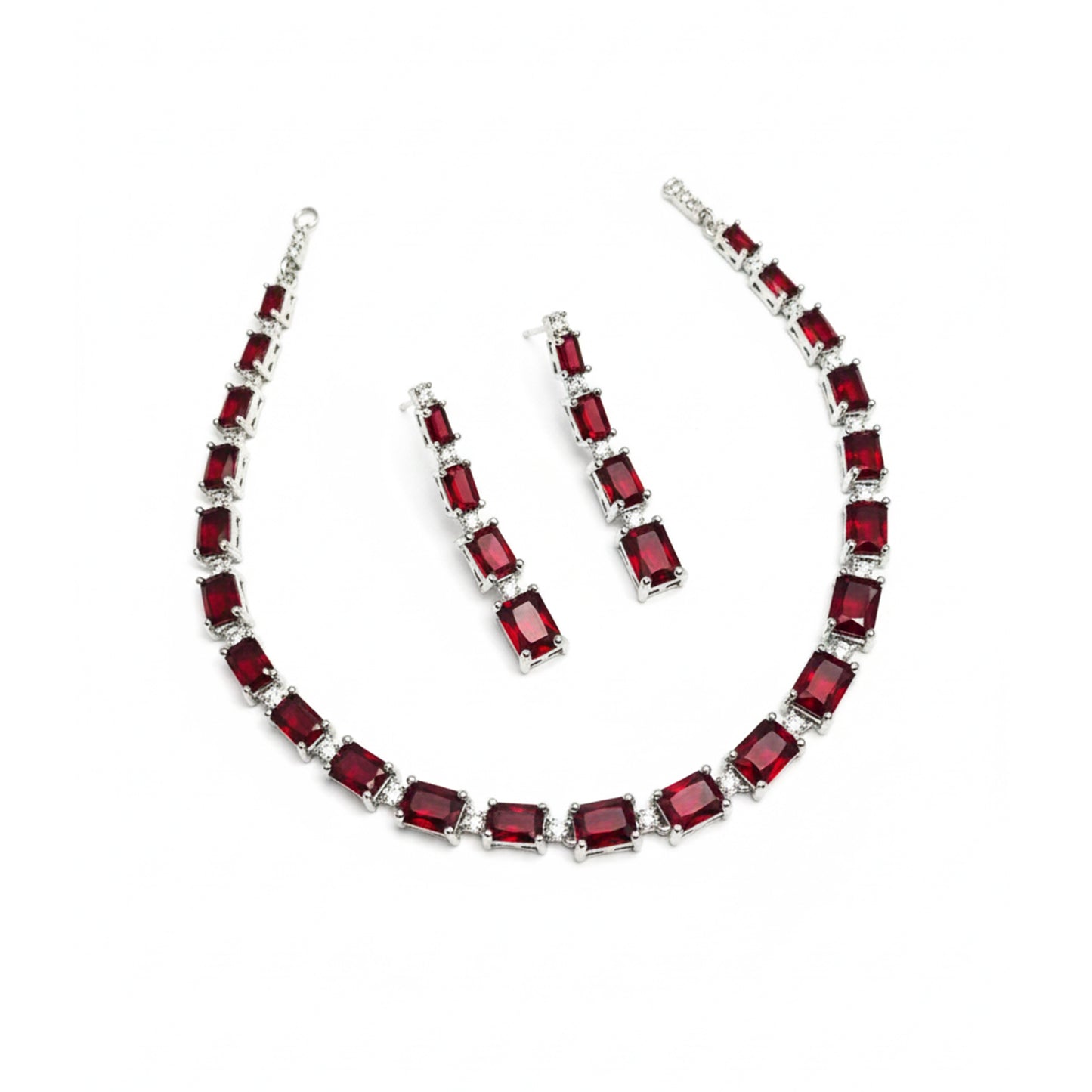 Red Stone Large Drop Party Wear & Bridal Necklace