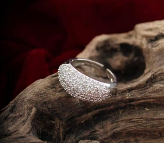 Sparkle Stone Finger Ring - Silver