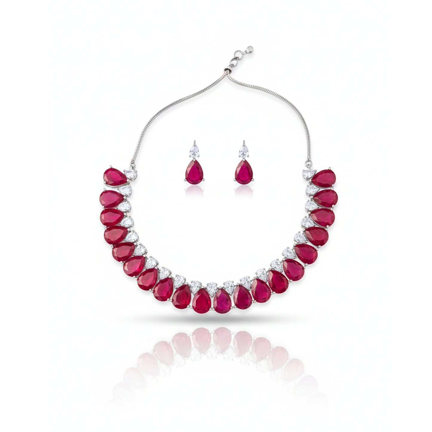 Red Stone Tear Drop Choker Necklace