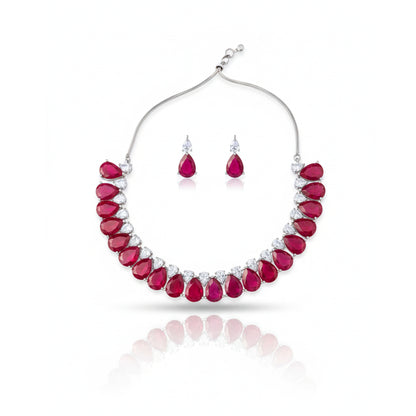 Red Stone Tear Drop Choker Necklace