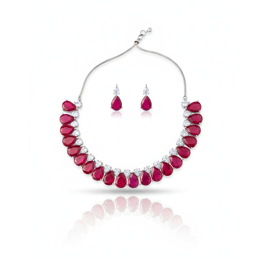 Red Stone Tear Drop Choker Necklace