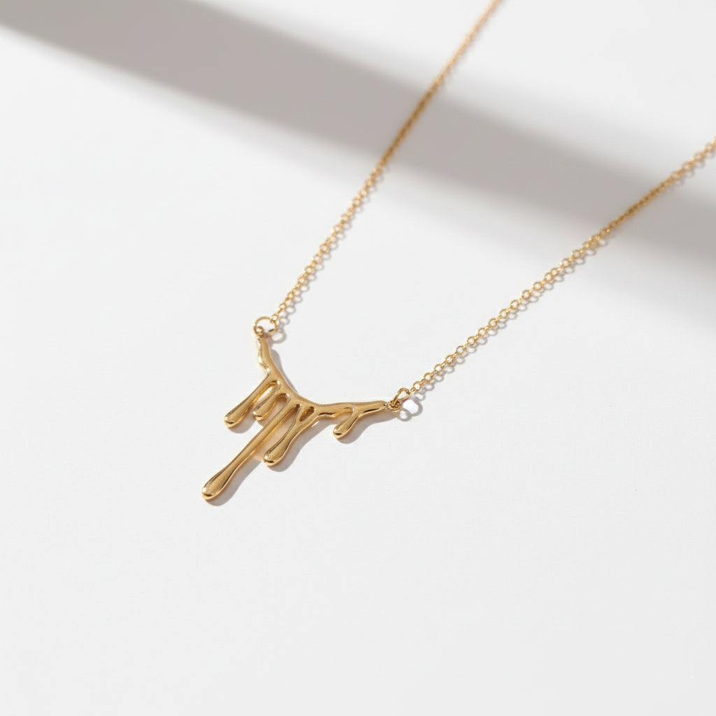 Anti-Tarnish Gold Drip Pendant Chain Necklace