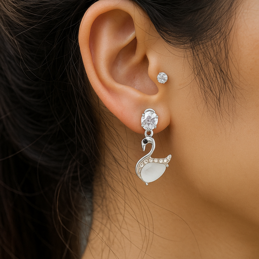 Peacock White Diamond Earring Set