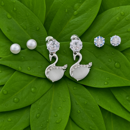 Peacock White Diamond Earring Set