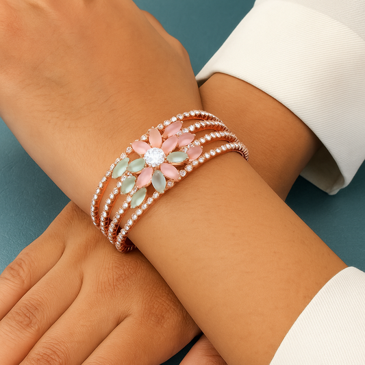 Floral Stone Rose Gold Bracelet