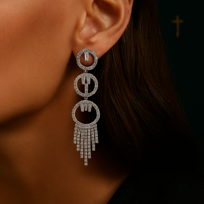 Long Diamond Dangle Earrings