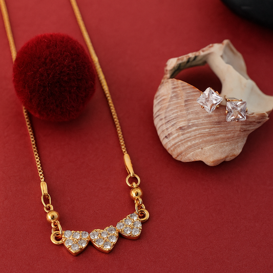Triple Heart Crystal Chain Pendant
