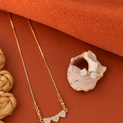Triple Heart Crystal Chain Pendant