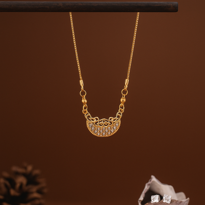 Half Moon Filigree Crystal Chain Pendant