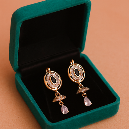 Black Stone Drop Earrings